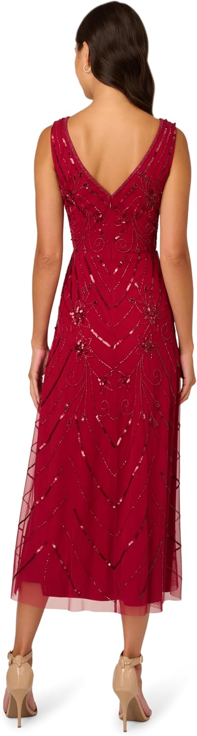 Adrianna Papell Beaded Mesh Dress