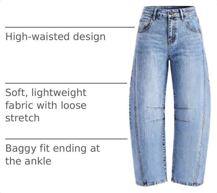 2026 Barrel Jeans for Women Trendy Wide Leg Pants