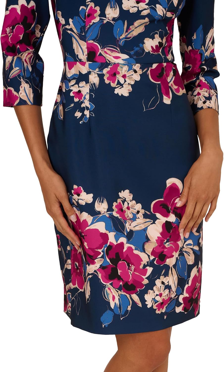 Adrianna Papell Border Floral Midi Dress