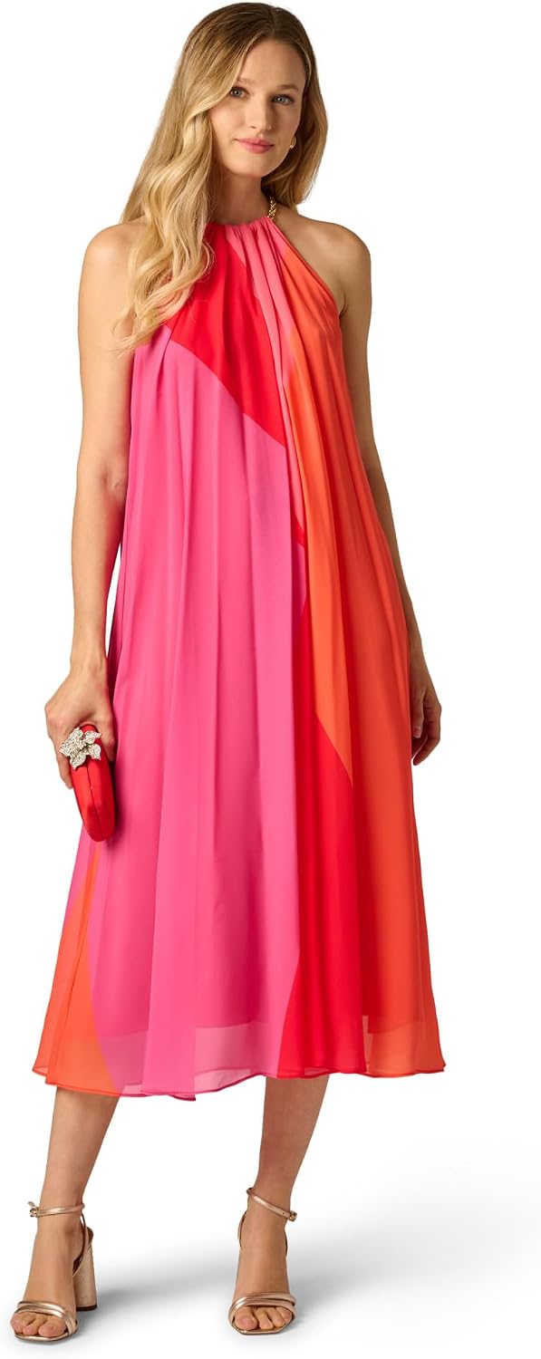 Adrianna Papell Color Block Chiffon Dress