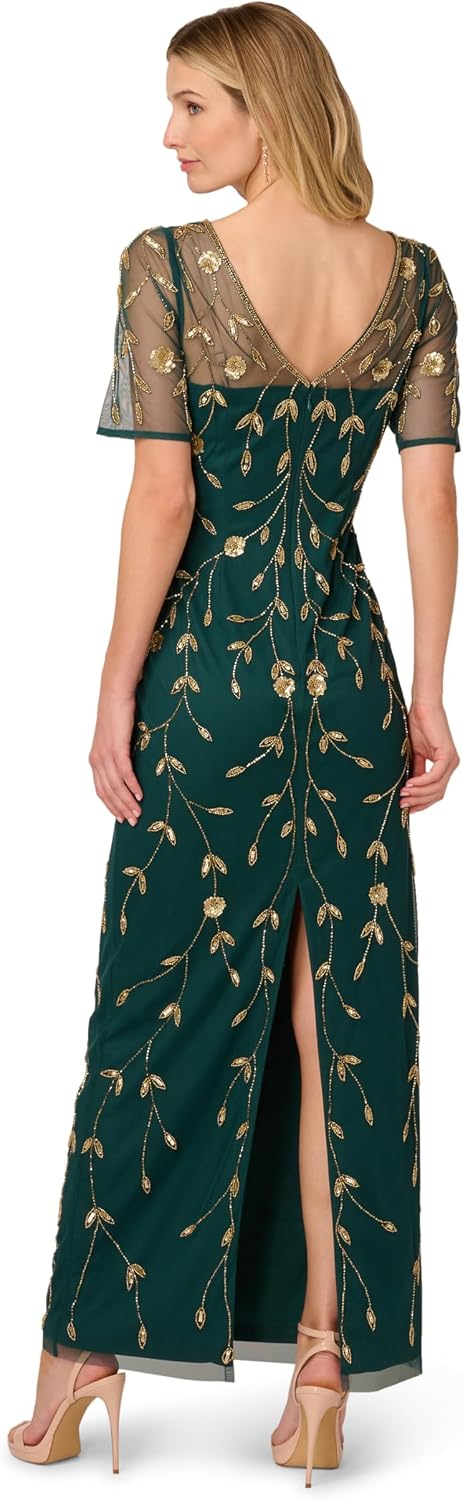 Adrianna Papell Bead MESH Long Dress