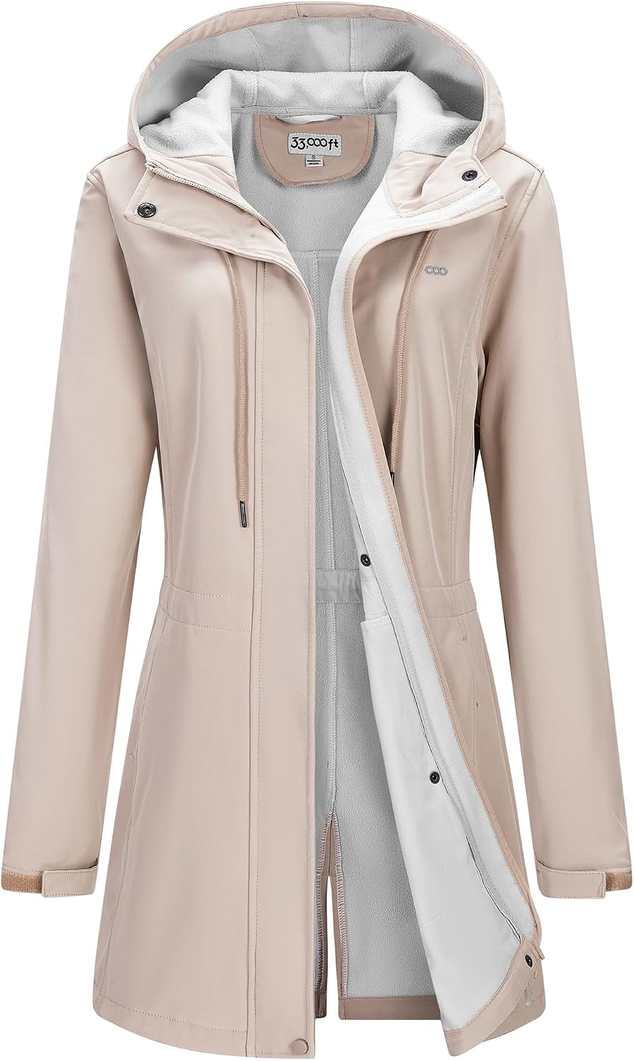 33,000ft Women's Hooded Softshell Jacket Fleece Lined Waterproof Raincoat