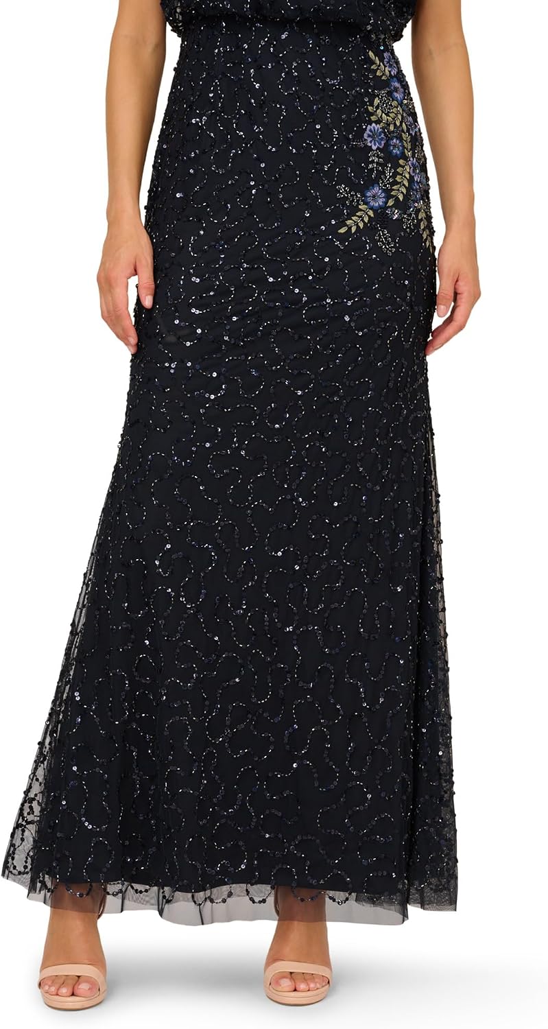 Adrianna Papell Bead LACE Blouson Dress