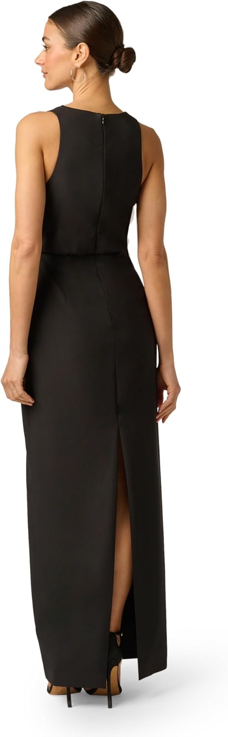 Adrianna Papell Crepe and Lace Long Dress