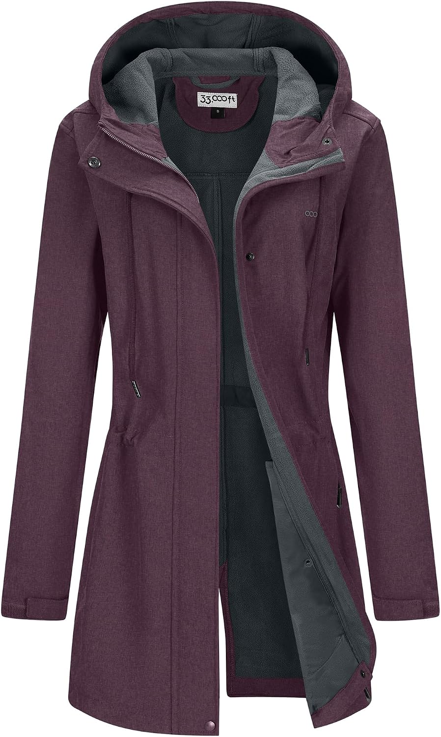 33,000ft Women's Hooded Softshell Jacket Fleece Lined Waterproof Raincoat