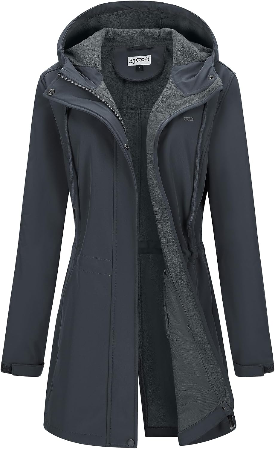 33,000ft Women's Hooded Softshell Jacket Fleece Lined Waterproof Raincoat