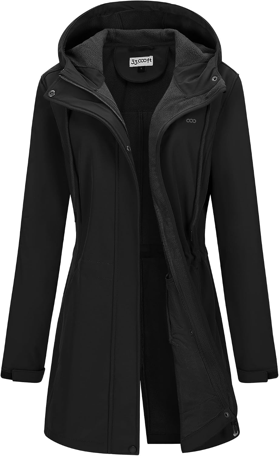 33,000ft Women's Hooded Softshell Jacket Fleece Lined Waterproof Raincoat