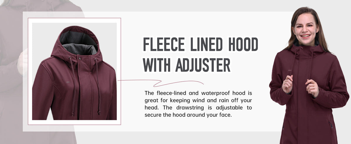 33,000ft Women's Hooded Softshell Jacket Fleece Lined Waterproof Raincoat