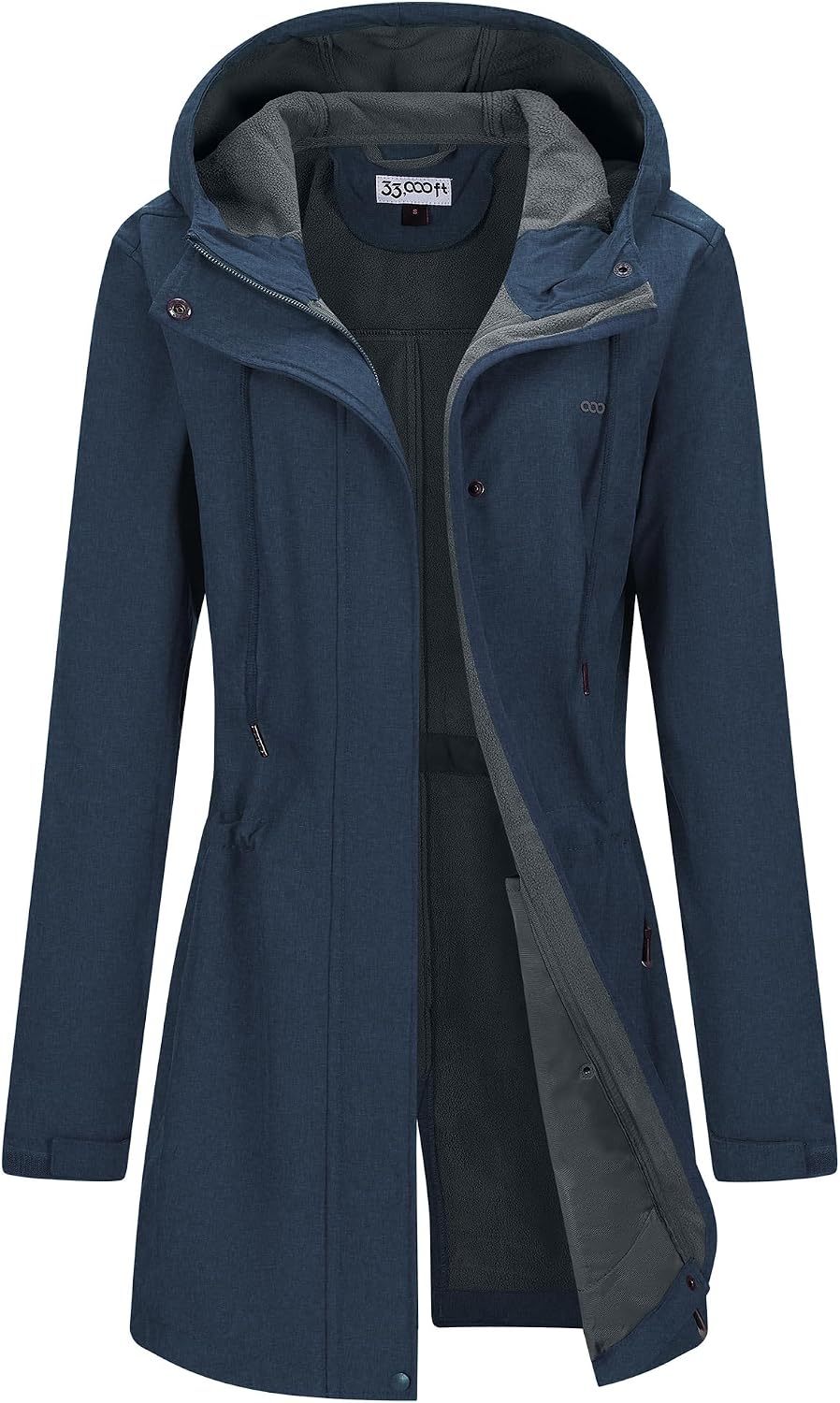 33,000ft Women's Hooded Softshell Jacket Fleece Lined Waterproof Raincoat