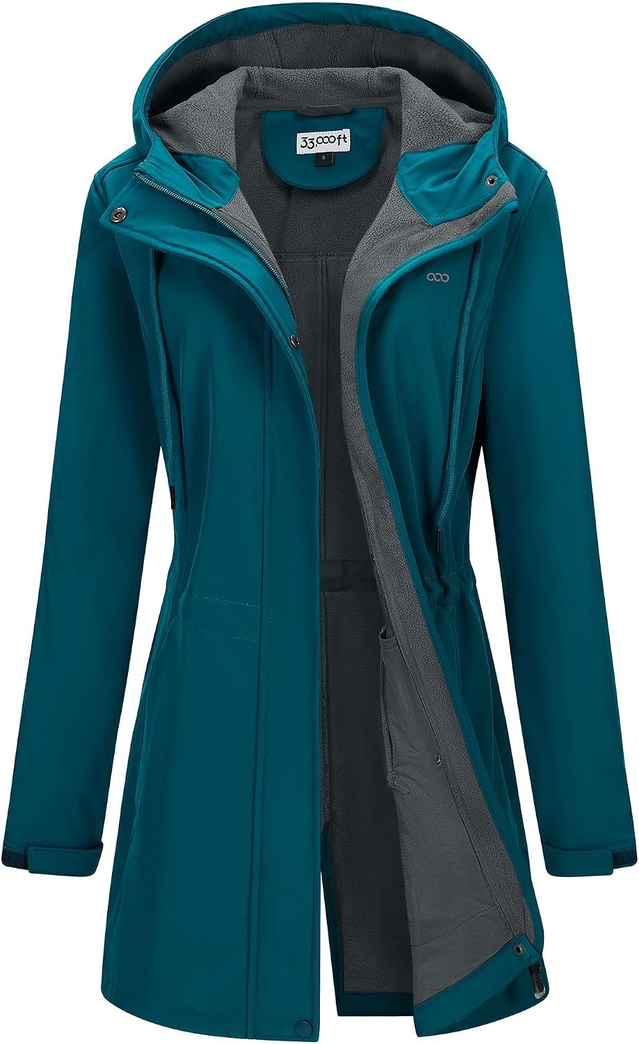 33,000ft Women's Hooded Softshell Jacket Fleece Lined Waterproof Raincoat