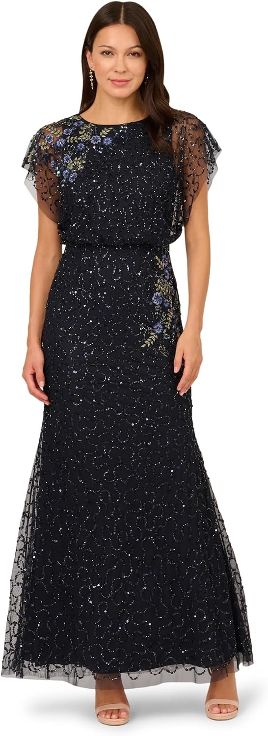 Adrianna Papell Bead LACE Blouson Dress