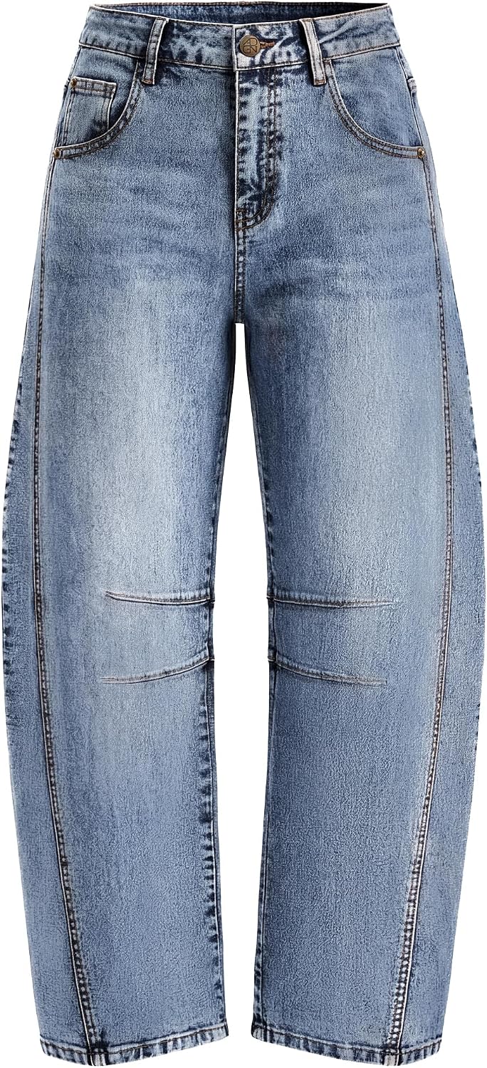 2026 Barrel Jeans for Women Trendy Wide Leg Pants